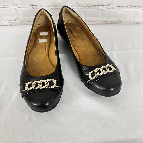 Softspots Black Chain‎ Detail Flats Women's Size 7.5 Casual - Picture 1 of 7